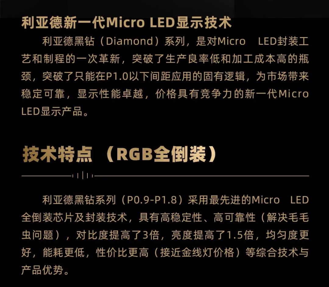 米兰官方网面向全球发布第二代Micro LED显示技术——米兰官方网黑钻(Diamond)系列
